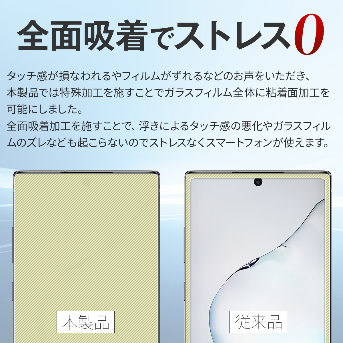 Galaxy Note10+ SC-01M SCV45 全面吸着カラー強化ガラス保護フィルム 9H